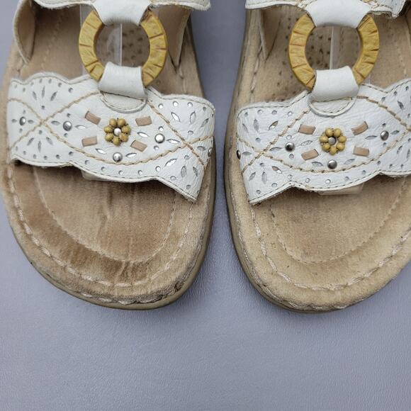 Earth Spirit Sandals Womens 8.5 Slingback Strappy White Leather Boho Studded - Picture 5 of 10